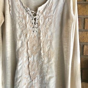Free People peasant high/low creamy color  tunic L